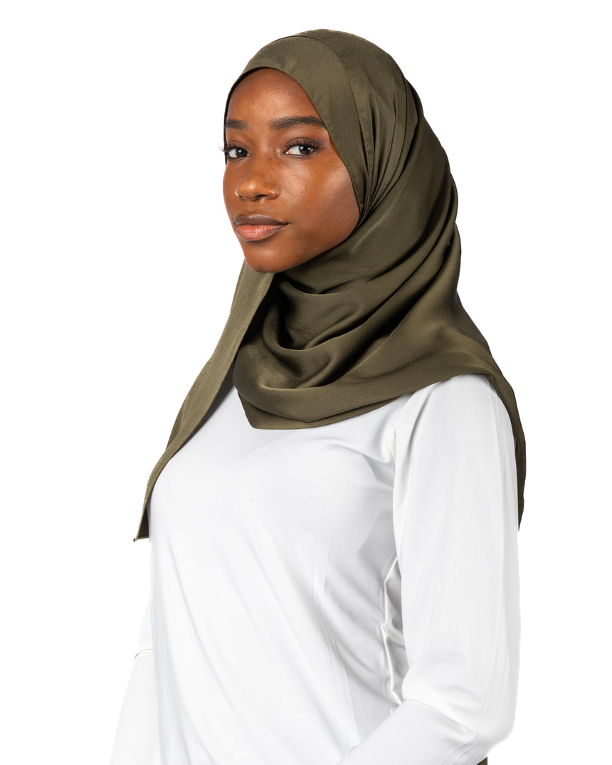 Premium Satin Hijab - Green Tea Matcha