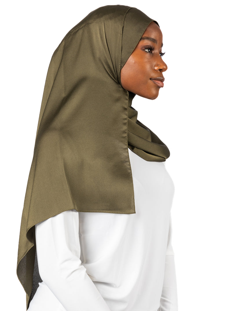 Premium Satin Hijab - Green Tea Matcha