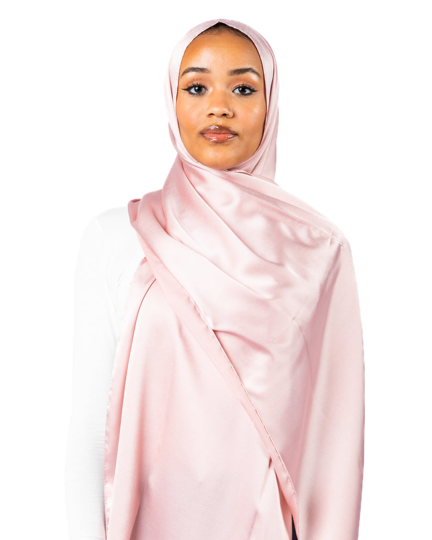 Premium Satin Hijab - Pink Bouquet