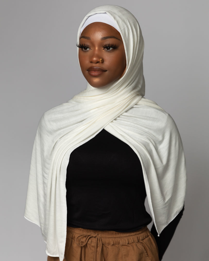 'Jersey ' Maxi Hijab - Milk Foam
