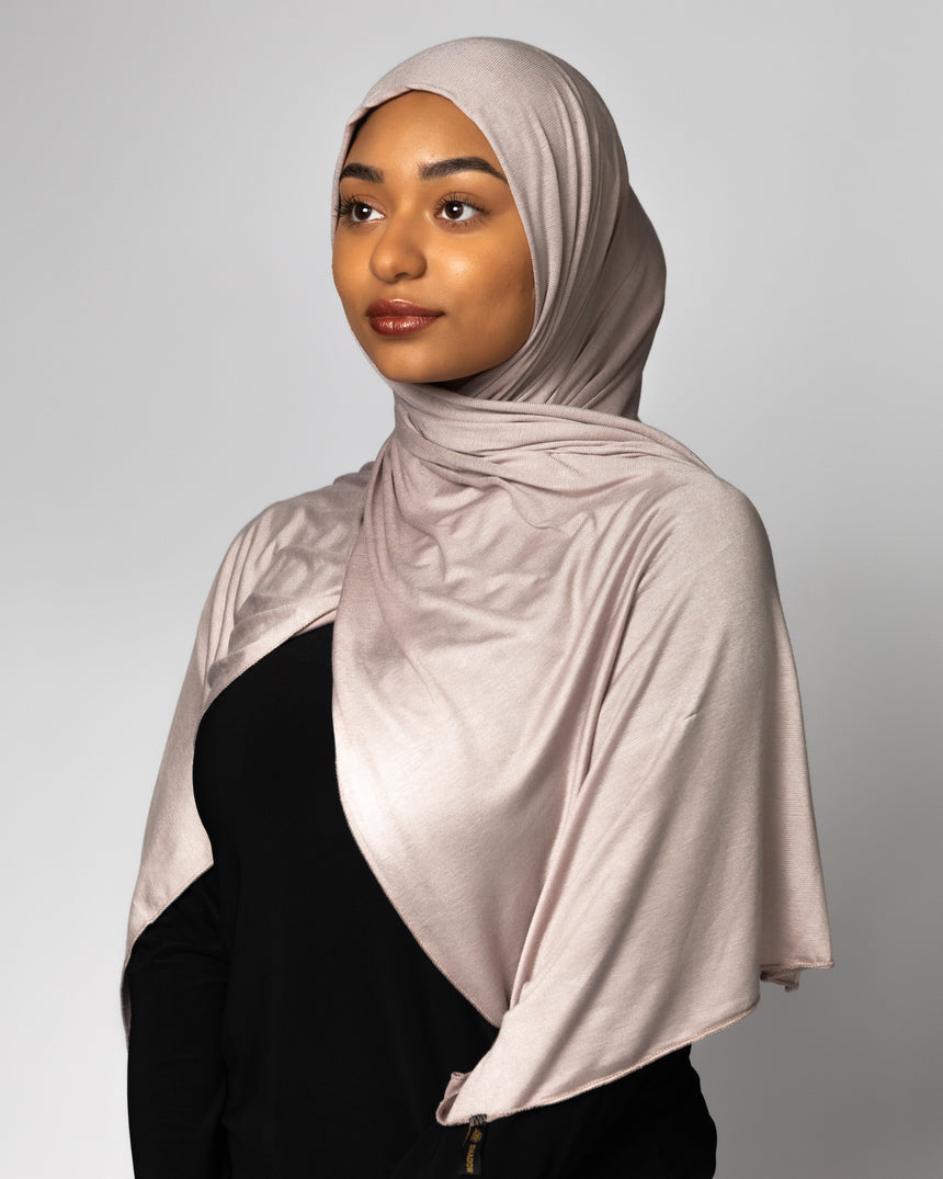 'Jersey ' Maxi Hijab - Nude Charcoal