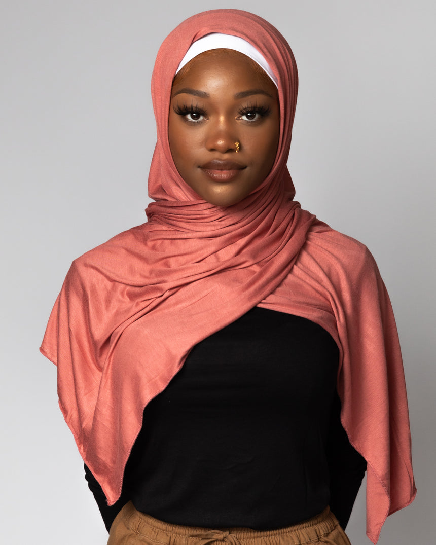 'Jersey ' Maxi Hijab - Coral Pink